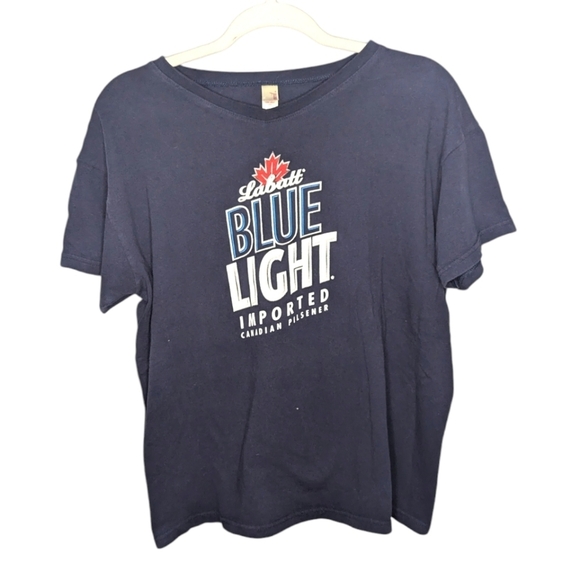 Anvil woman's labatt blue light imported beer Vneck shirt Womans Large - Picture 1 of 3